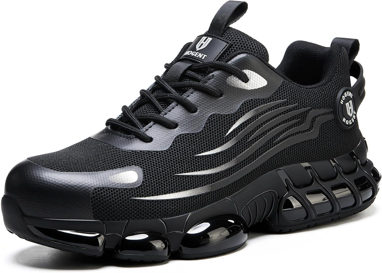 Hogent Steel Toe Shoes for Men Women Lightweight Safety Shoes with Puncture Proof Kevlar Midsole Comfortable Non Slip Work Shoes Women Air Cushion Indestructible Construction Utility Walking Sneaker