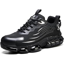 Hogent Steel Toe Shoes for Men Women, Ultra Lightweight Premium Comfortable Work Sneakers, Puncture Proof Air Cushioned All‑Day Wear Safety Toe Shoes for Industrial Construction Warehouse Factory Work