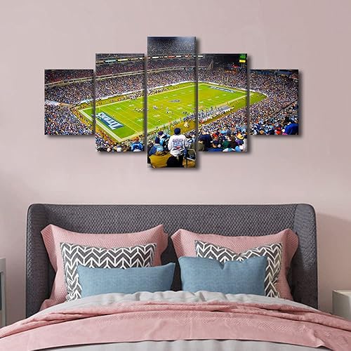 Vista 405 de Cuadros de estadios deportivos de fútbol americano de Minnesota, cuadros de vikingos, 5 paneles, lienzo para pared, arte de pared del estadio