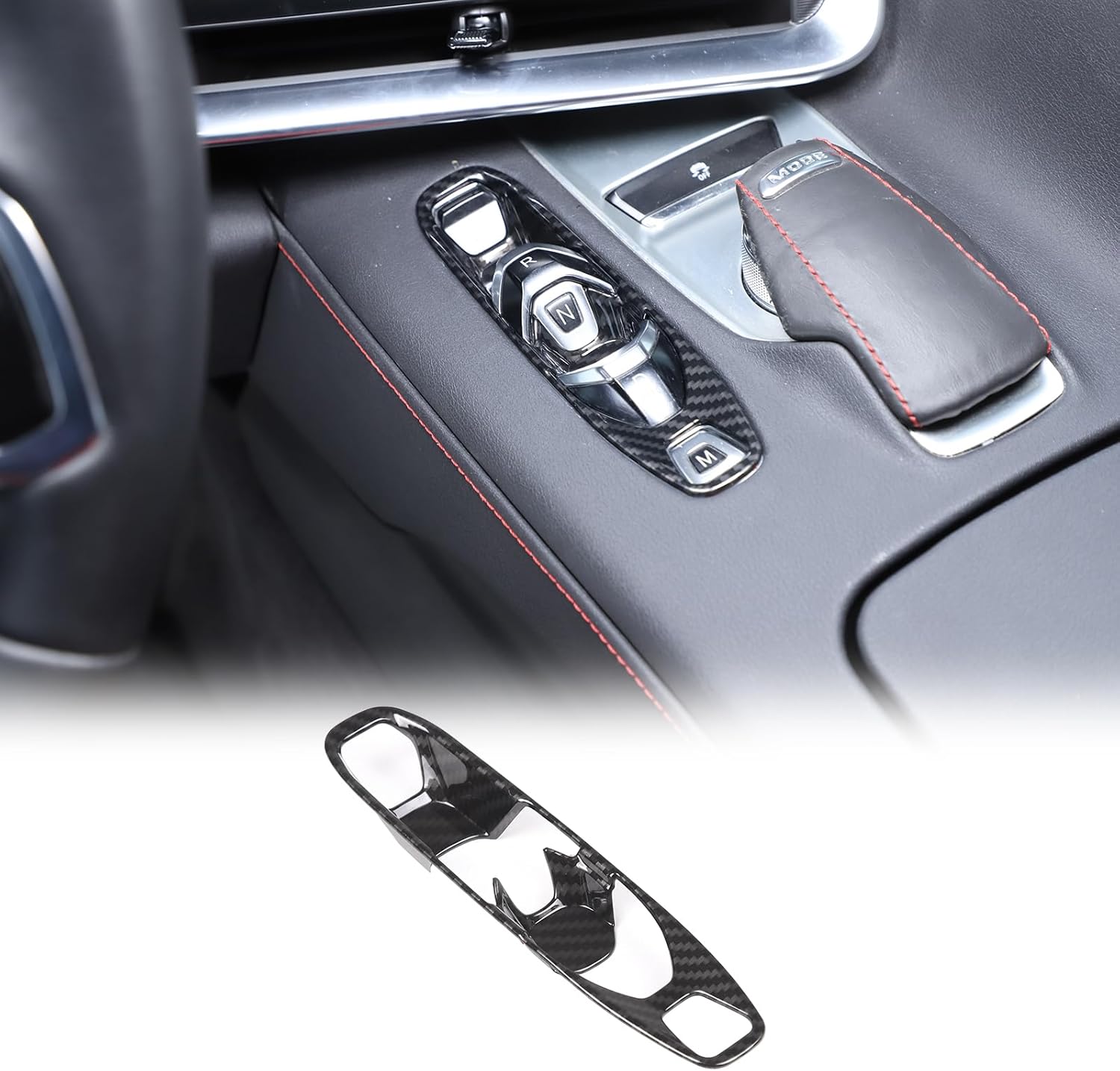 Gear Shift Panel Trim Cover Compatible with Chevrolet Corvette C8 2020-2025, ABS Center Console Shifter Panel P D Auto M Button Trim Frame (Carbon Fiber Pattern)