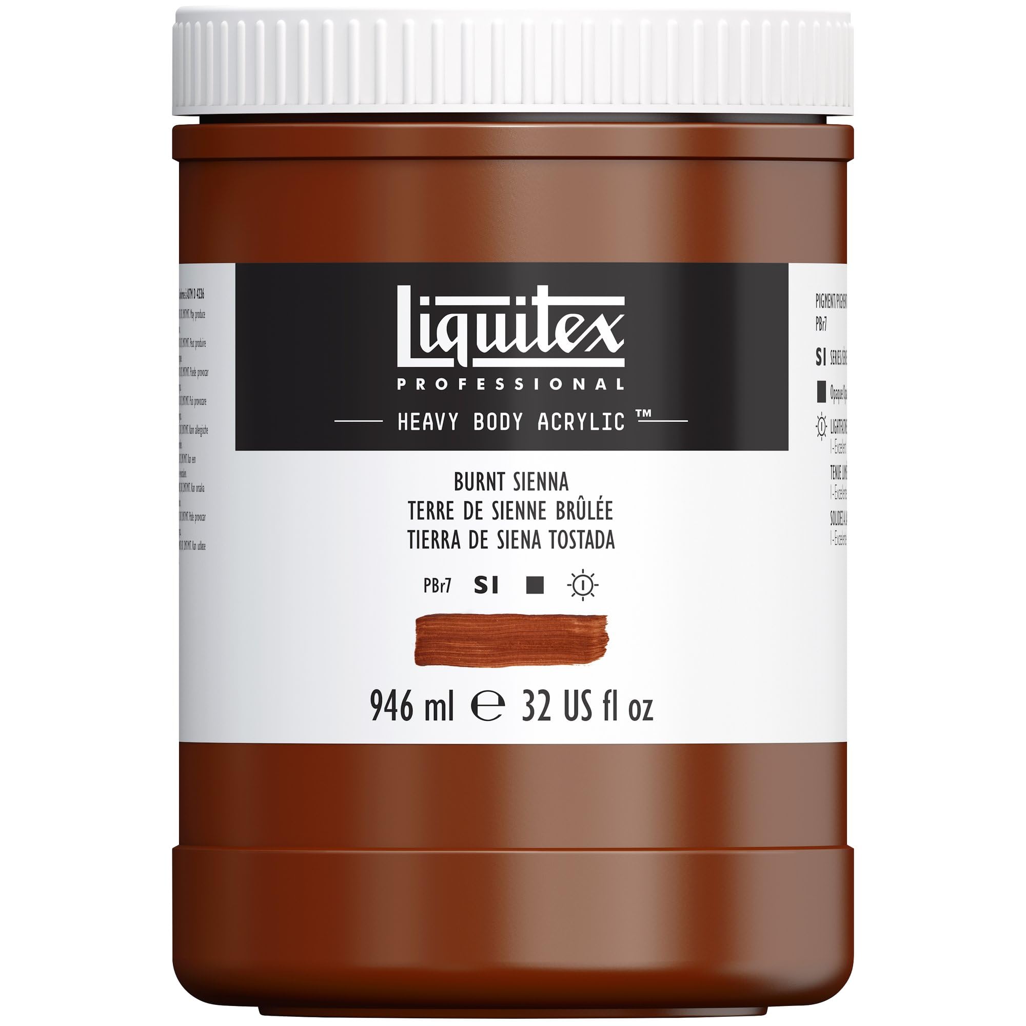Liquitex 4413127 Professional Heavy Body Acrylfarbe in Künstlerqualität mit ausgezeichneter Lichtechtheit in buttriger Konsistenz, 946ml Topf - Siena Gebrannt