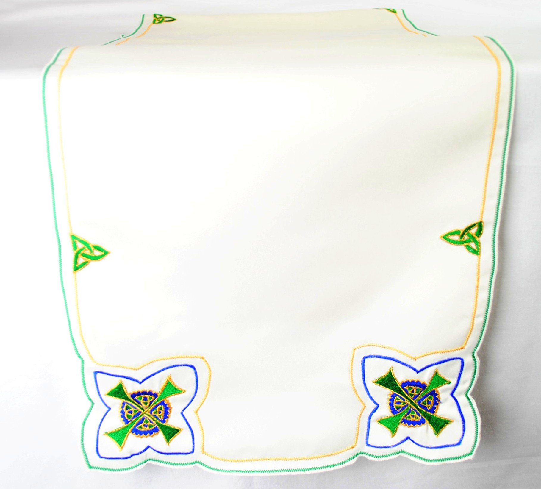 Table Runner in a Celtic Cross Design. Beautifully embroidered table linen designed by Beverley Gallagher - Image 2