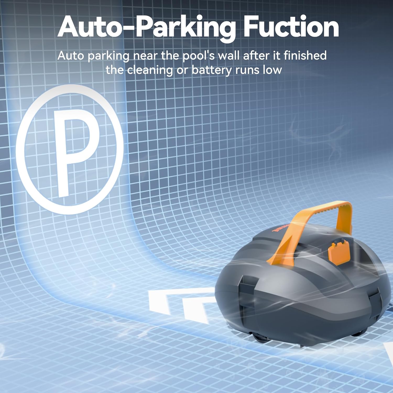 Upgrade Cordless Robotic Pool Vacuum for Above Ground Pool with Hook, 120Mins Runtime - Dual-Motor Automatic Pool Cleaner with Fine Filter, Self-Parking, Ideal for Flat In-Ground Pools