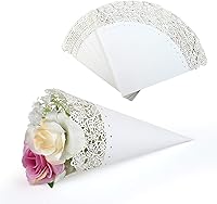 Vista 1 de GWHOLE Cono de pétalo de confeti de flores de 100 piezas para fiesta de boda, color blanco