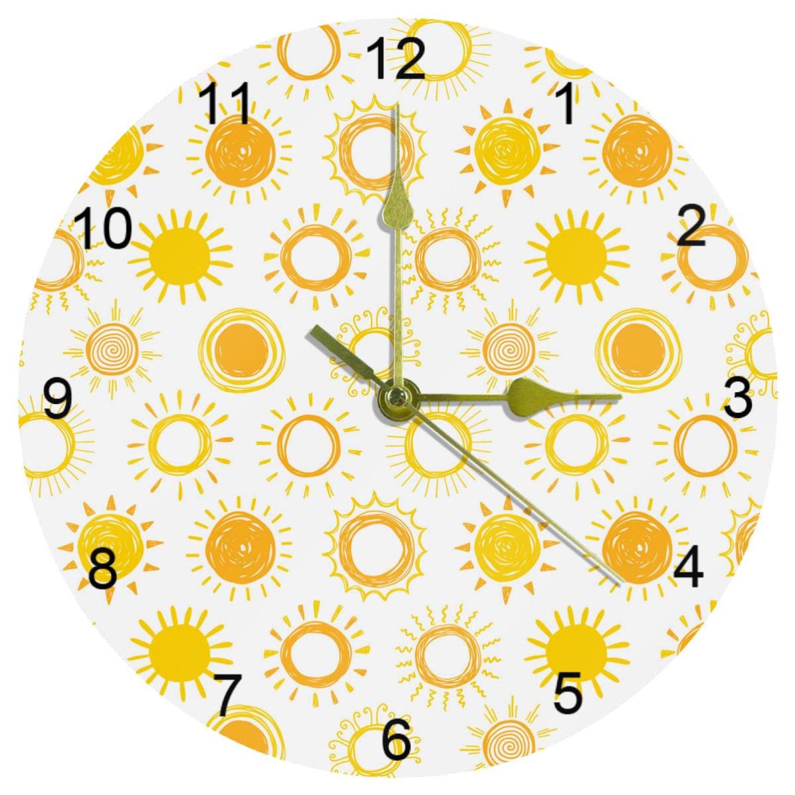 Fini le bruit: horloge murale silencieuse jaune 25 cm pour bureau et chambre