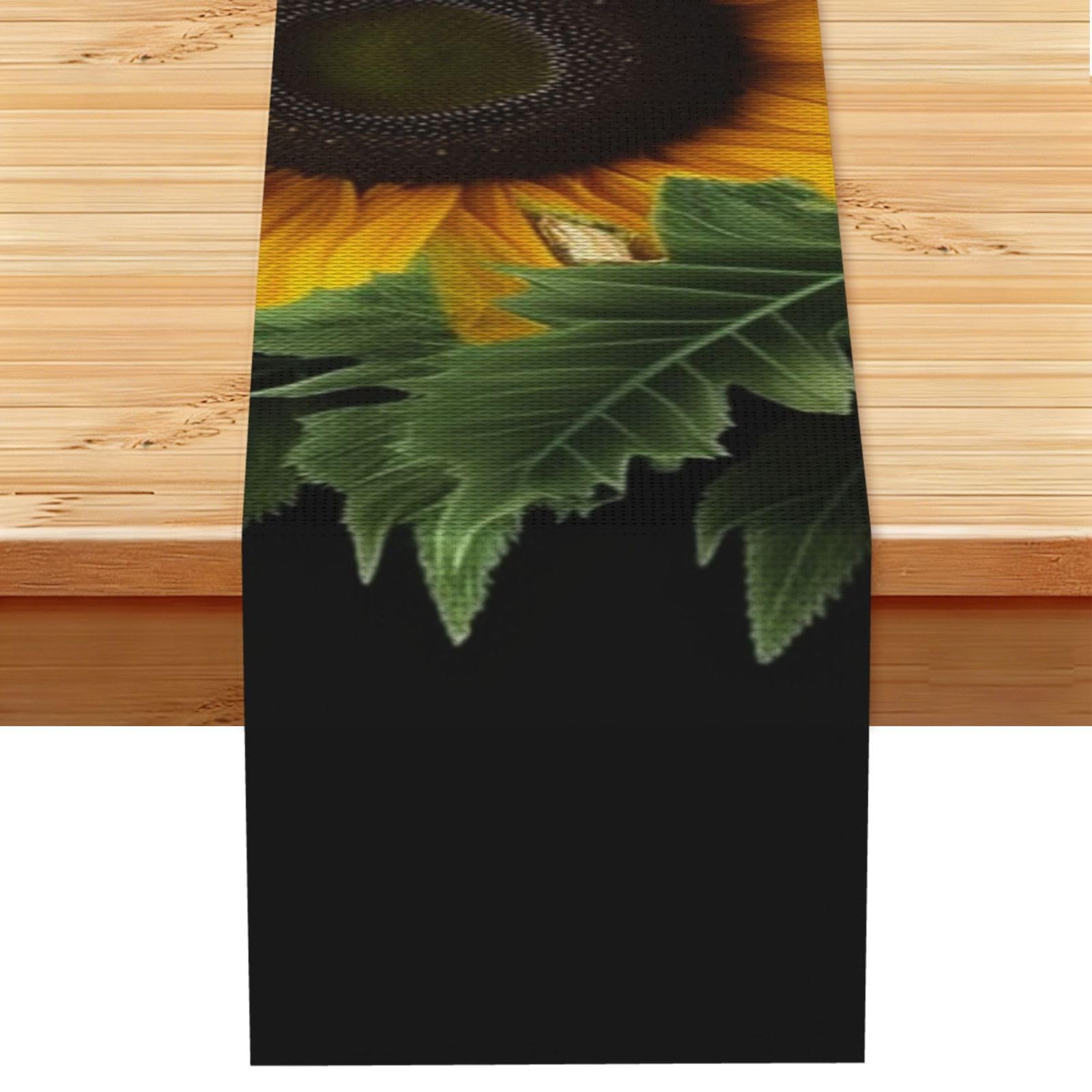 Weed with Sunflower Table Runner 13 x 72 Inches Long, Cotton Linen Table Runners for Kitchen Dining Table Decoration - Washable Tablecloth Modern Tablerunner for Home Party Decor