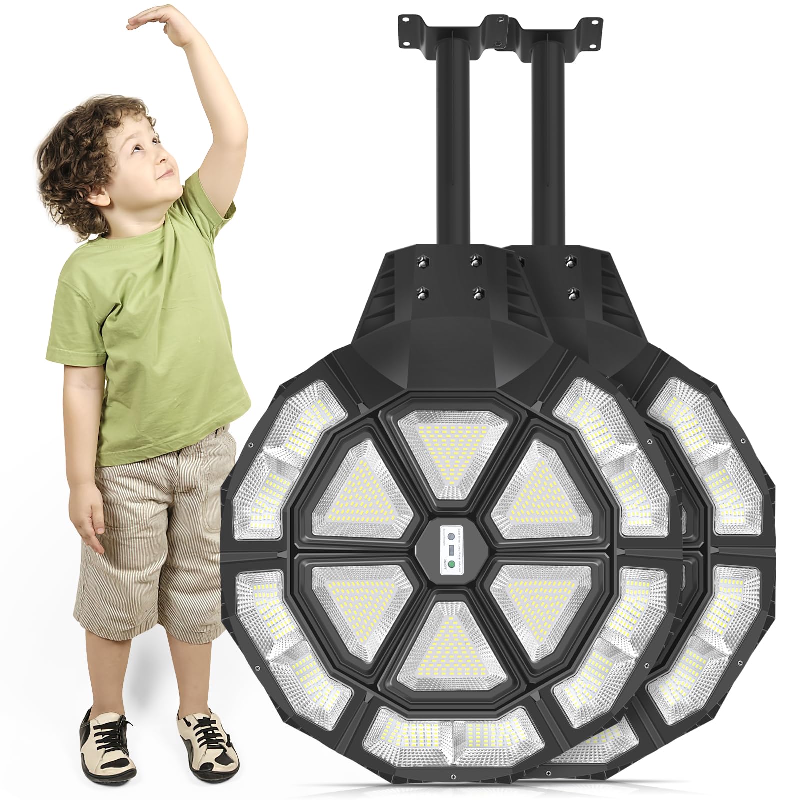 BNT Solar Street Lights Outdoor - 2500W Commercial Grade Solar Powered Street Light with Dusk to Dawn Sensor - Waterproof LED Solar Street Light(2pack)