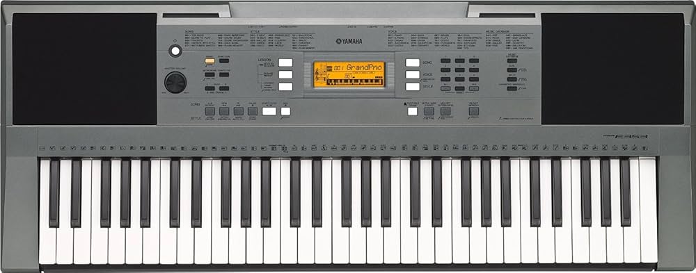 Yamaha PSR-E353, 61-Key Portable Keyboard with Cover, Grey