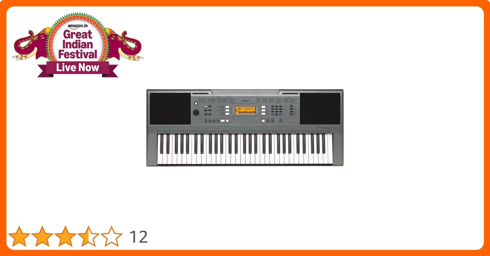 Yamaha PSR-E353, 61-Key Portable Keyboard with Cover, Grey