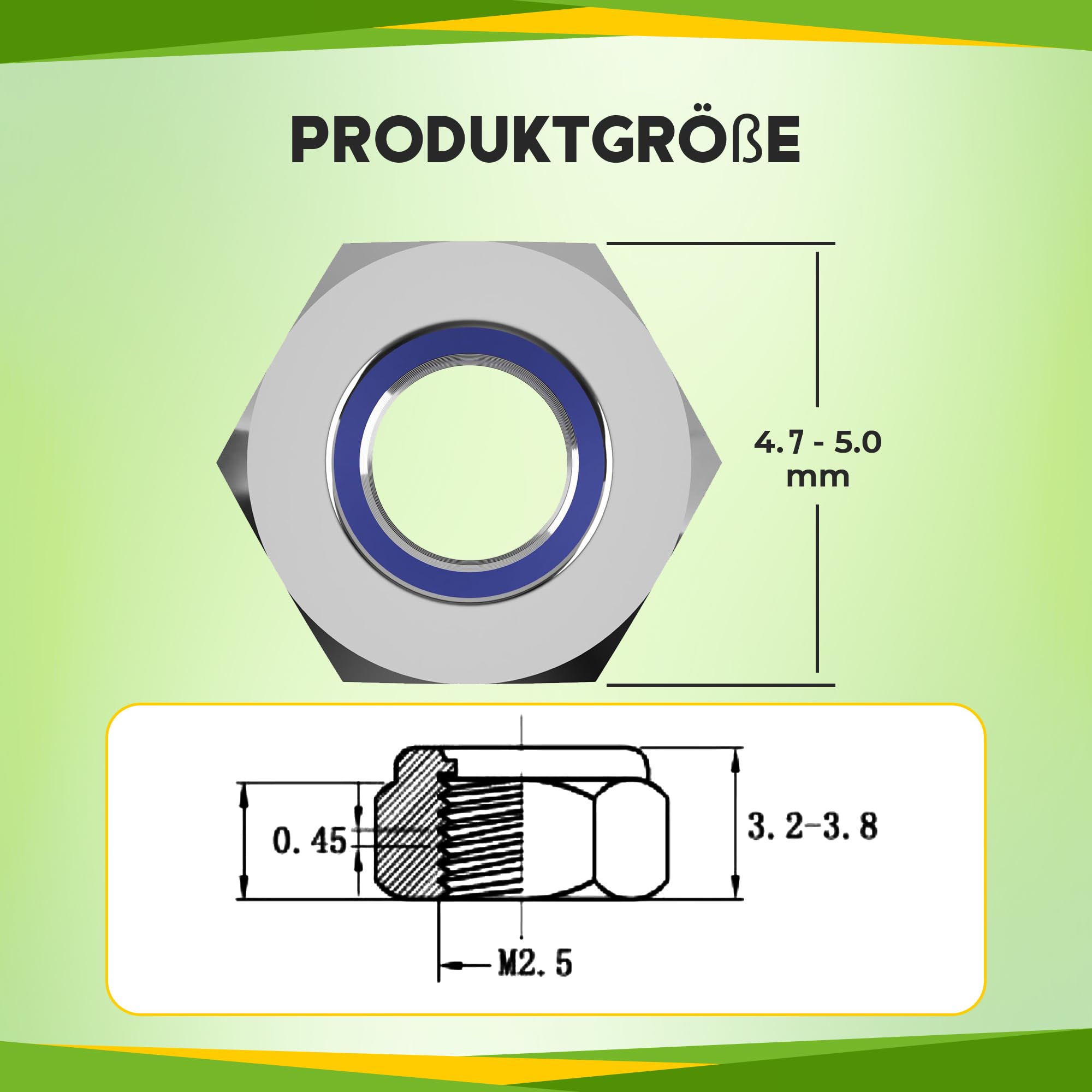 Offgridtec 25 dadi autobloccanti in acciaio inox V2A M2.5, DIN 985, antiruggine, adatti per interni ed esterni, design anti-vibrazione, prestazioni durature, 25 pezzi