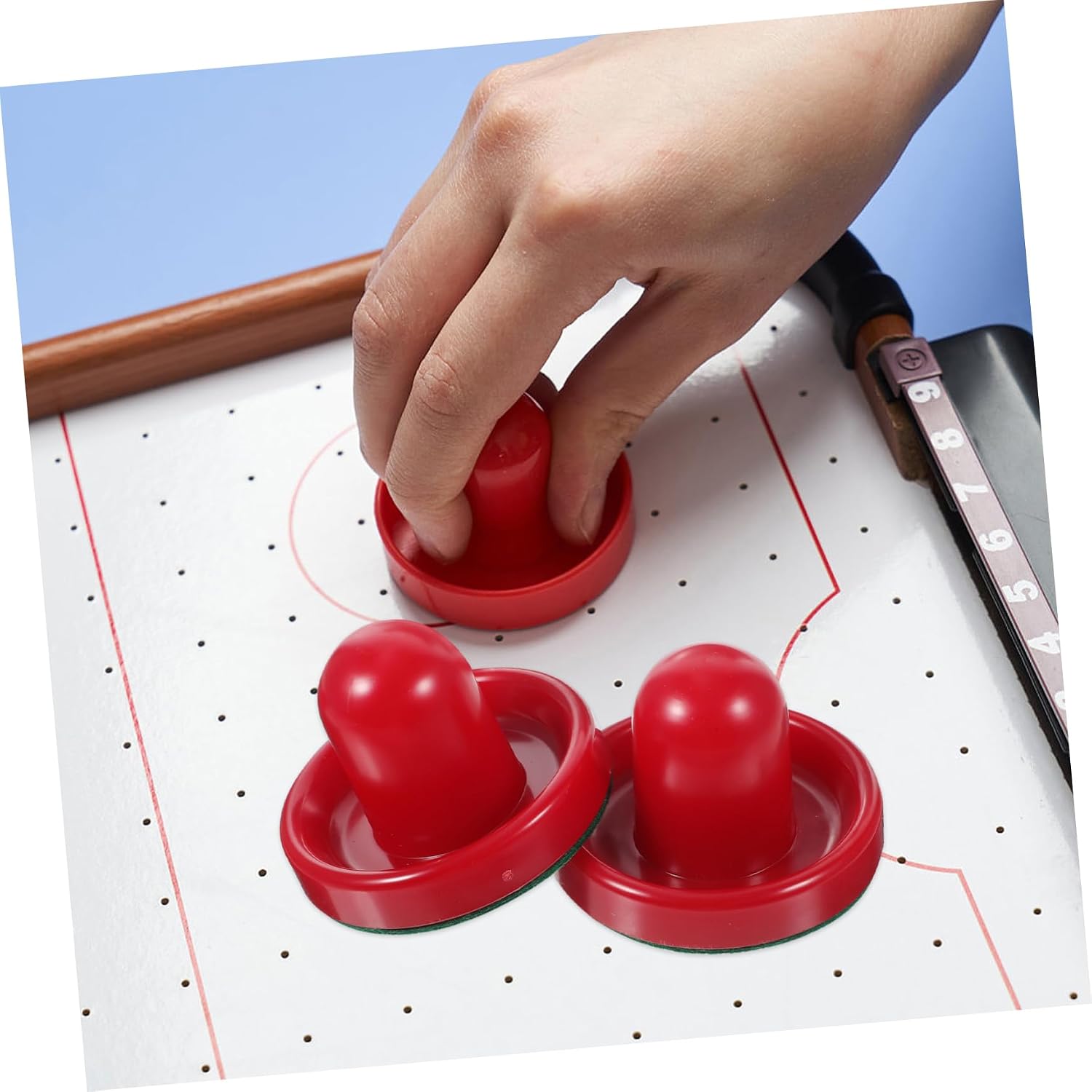 YARNOW 8pcs Ergonomic Air Hockey Paddles Air Hockey Pucks Handles Replacement Set for Game Tables Supplies