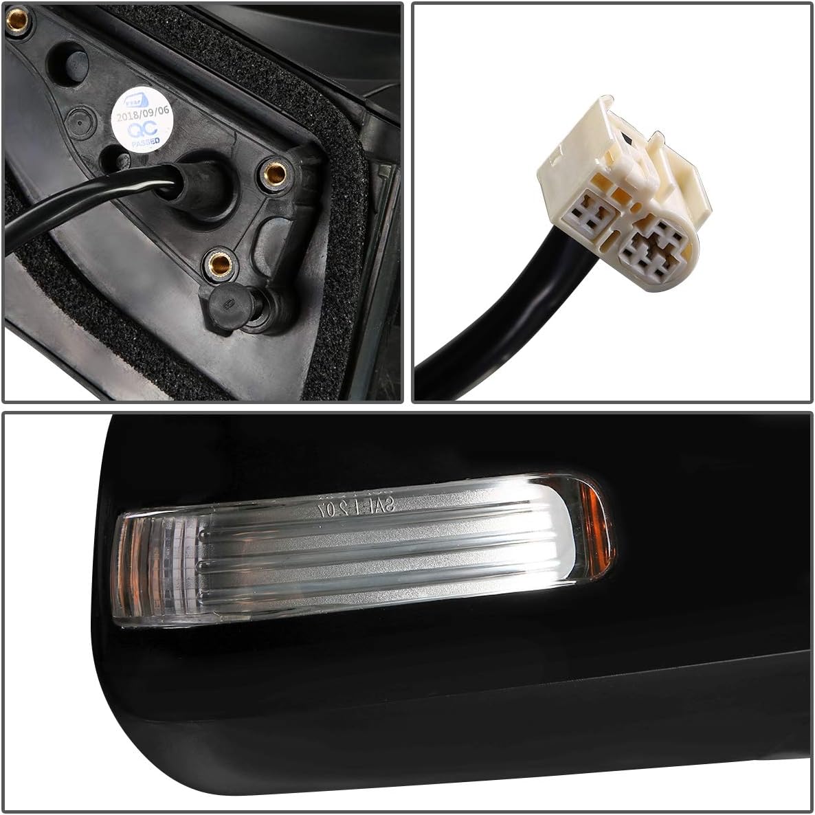 DNA Motoring OEM-MR-TO1321285 Espejo Retrovisor Plegable No Calentado Con Ajuste De Potencia Lateral Derecho Cromado Con Senal De Giro Compatible