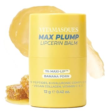 Vitamasques Honey Lipcerin Balm, Banana PDRN with 1% Maxi-LipTM, 8hr Long-Lasting Moisture, Stocking Stuffers - 0.42 oz,