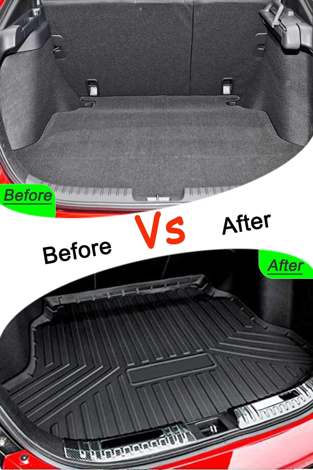 Civic Hatchback Cargo Mat - Compatible with 2017-2021 Models?All Weather Rear Cargo Liners Trunk Tray Floor mats?3D Tech Waterproof Durable Odorless,Non Sport/Sport Touring/SI/ST/Type R Model For 2017-2021 Honda Civic Hatchback