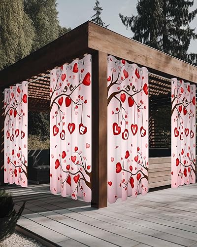 Love-Tree Outdoor Curtains for Patio Waterproof Drapery,Grommet Window Curtain Living Room,Bedroom,Doorway,Kitchen,Cafe,Porch Drapes Valentine's Day