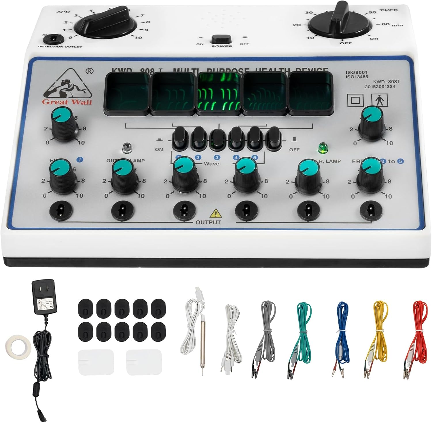 Electric Acupuncture Stimulator Machine, 5 Waves and Timing Function, 500-1060hpa Electrical Stimulation Therapy Device, 110-240v, 50hz