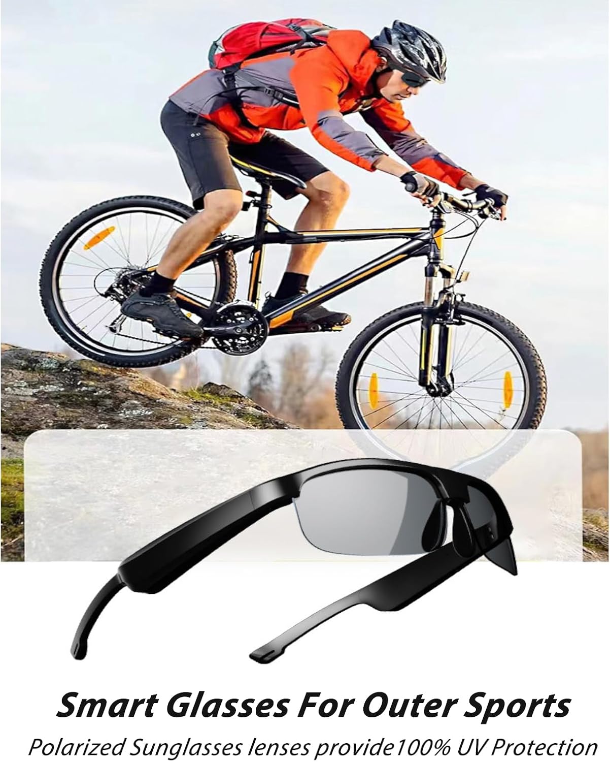 Smart Glasses, Polarized Bluetooth Sunglasses with Built-in Mic & Speakers, Open Ear, Voice Assistant, UV Protection (LV-M6 Pro) - Image 2