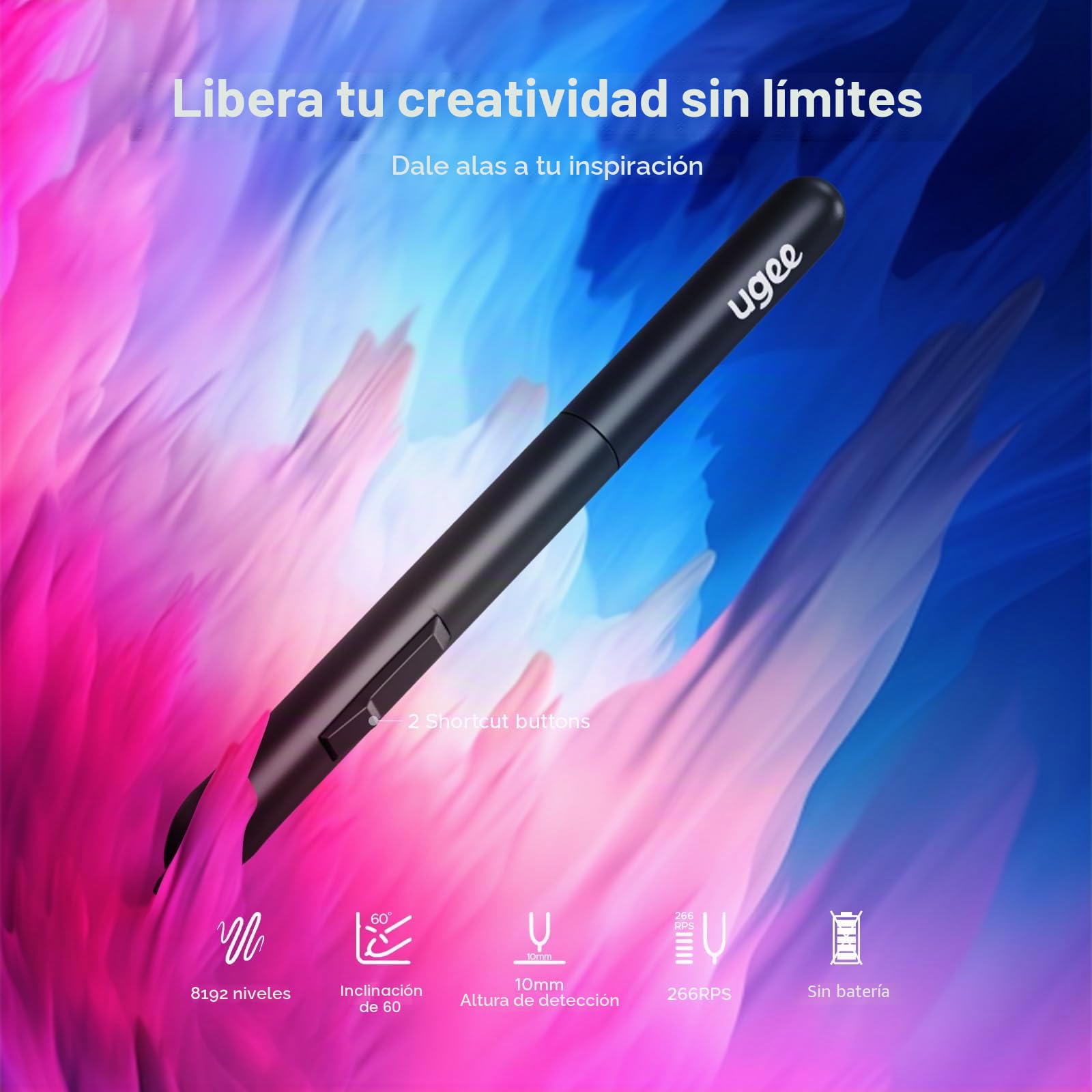 UGEE M708 - Tableta de dibujo gráfica, 10 x 6 pulgadas, bloc de dibujo digital grande con 8 teclas de acceso rápido 8192 niveles de bolígrafo, tabletas gráficas para creación de tablero gráfico de