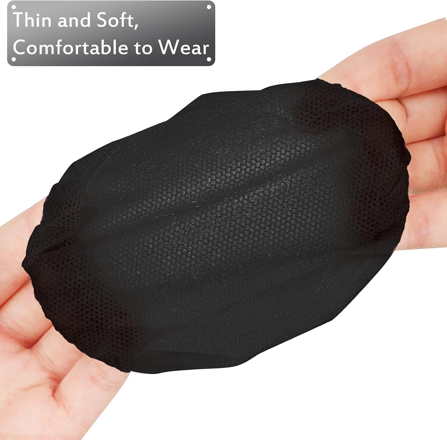 BBTO 100 Pieces Headphone Ear Covers Disposable Earphone Sanitary Non-Woven Stretch Earpad Covers Fit for Most on Ear Headphones(11 cm,Black) - Image 4