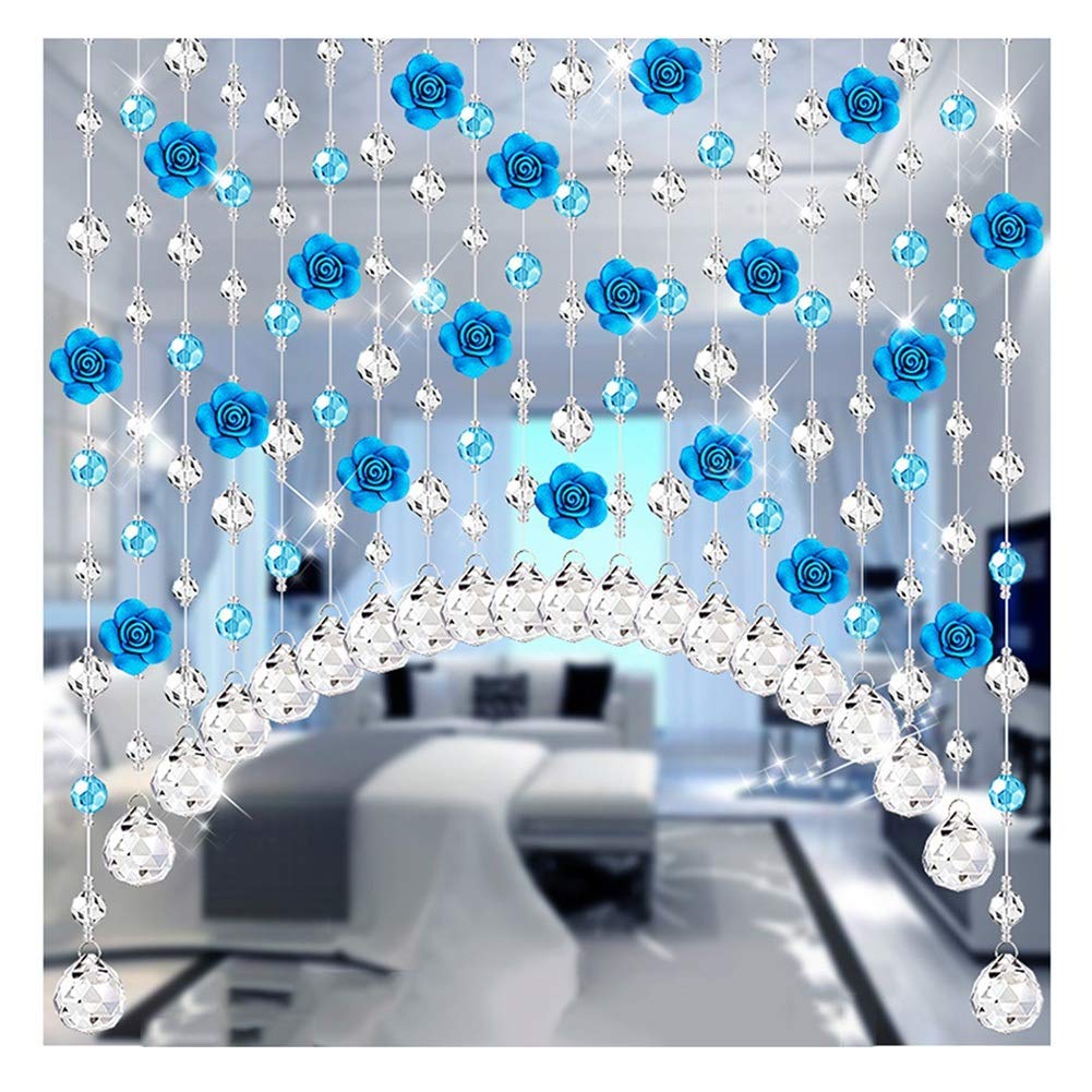HAPPLiGNLY Beaded Door Curtains for Doorways Crystals Bead String Curtain for Room Dividers Living Room Aisle Décor -25/35/45/55 Strands - 2 Colors Optional (Color : Blue, Size : 25 Strands-W