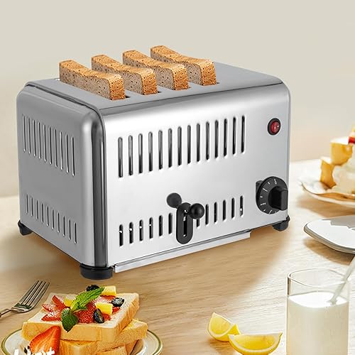 Miniatura 3 de Máquina de hornear pan desplegable de 4 rebanadas, tostadora de pan comercial de 110 V 1650 W con función de temporizador, máquina tostadora de