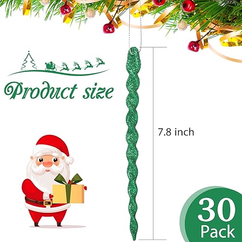 Vista 216 de 30 piezas de carámbanos de plástico retorcidos de plástico de carámbanos de Navidad, decoración colgante para árbol de Navidad, fiesta de Navidad