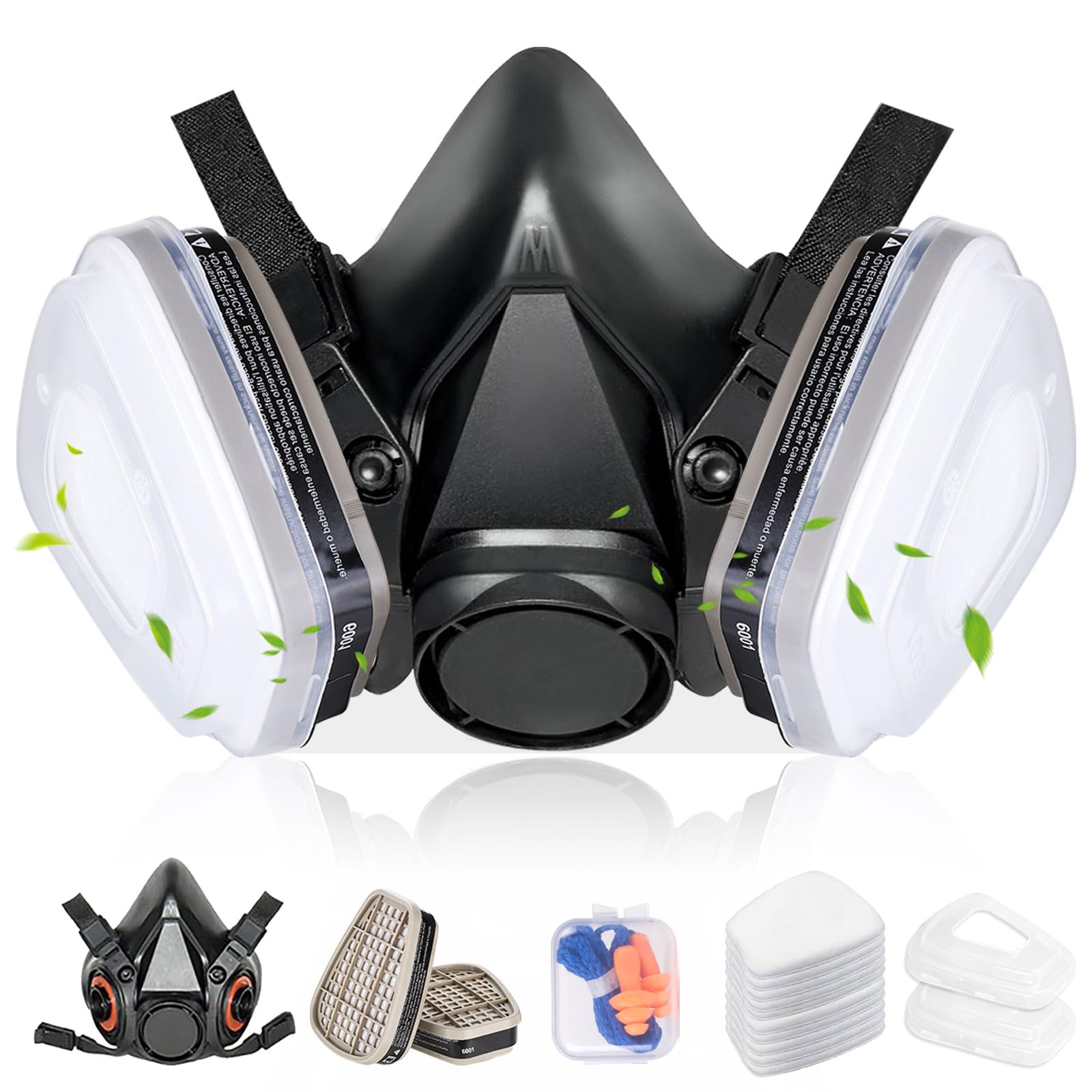 vvuvnem Respirator Mask with Filters, Reusable Respirator Mask for Chemical, Painting, Epoxy Resin, Woodworking