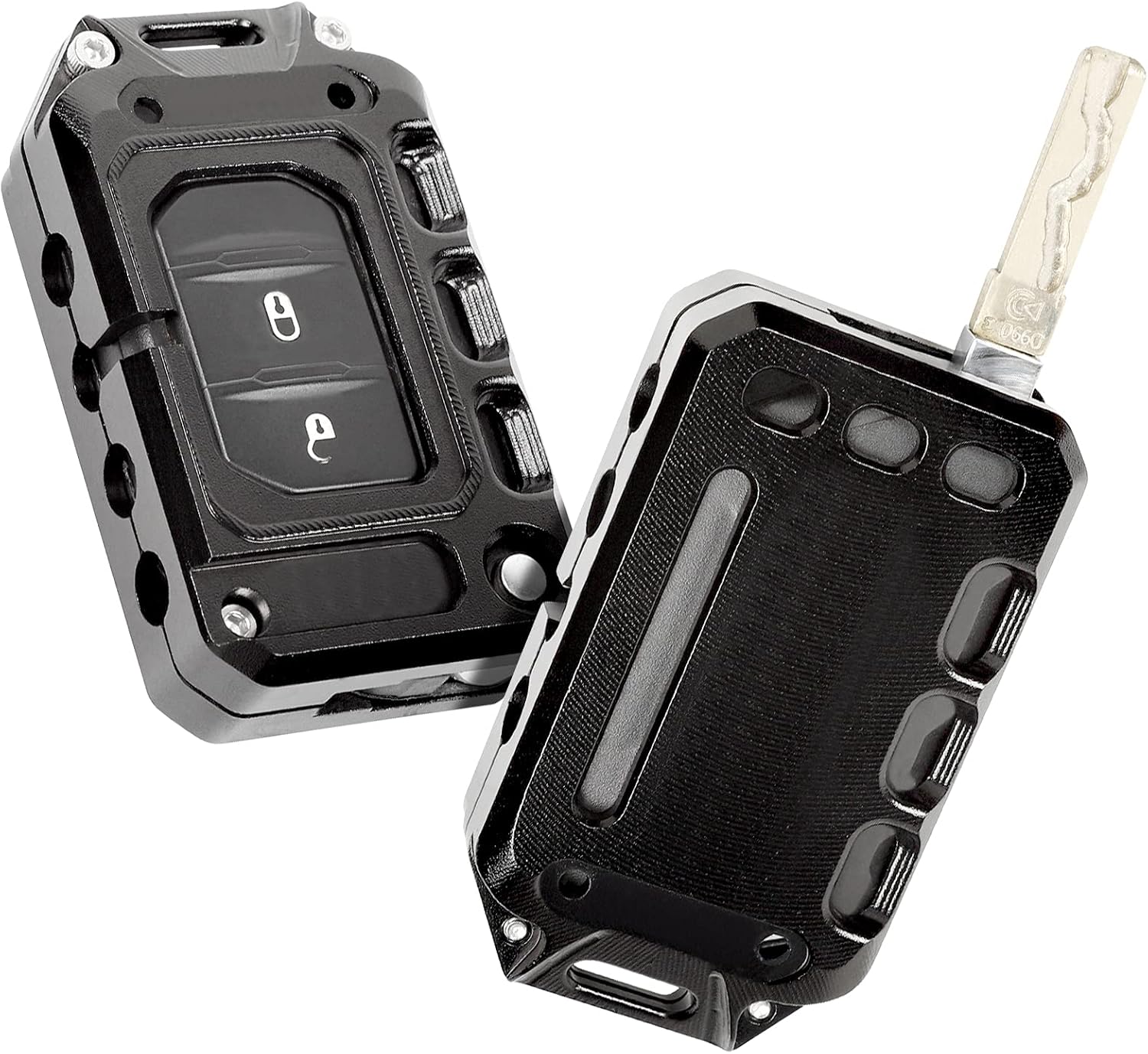 JeCar Key Fob Cover Key Case for 2018-2024 Jeep Wrangler JL JLU Gladiator JT Key Holder Shell (Black)