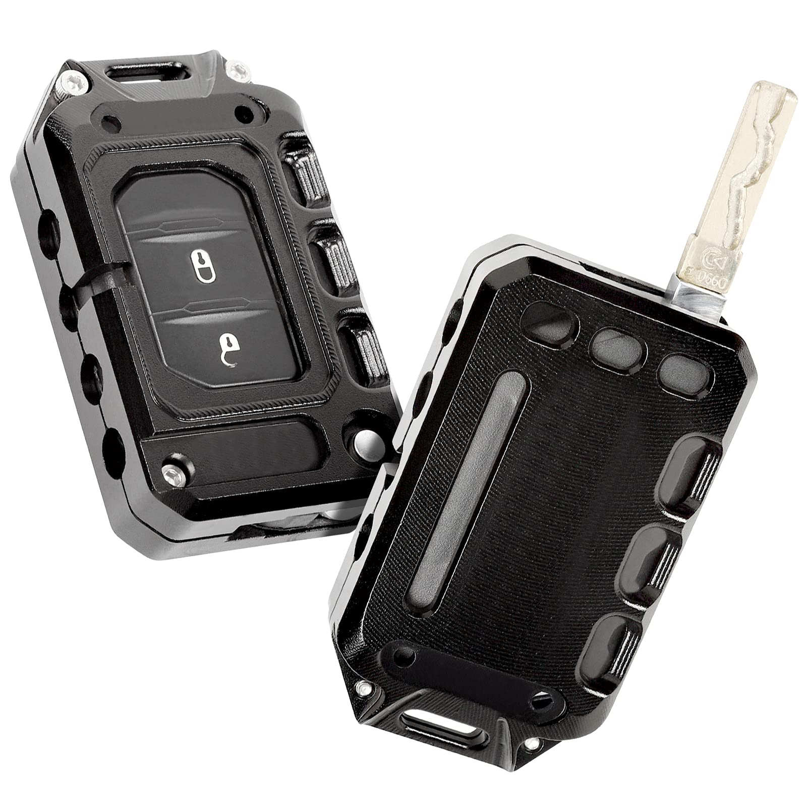 JeCar Key Fob Cover Case Key Holder Shell for 2018-2021 Jeep Wrangler JL JLU JT (Black)