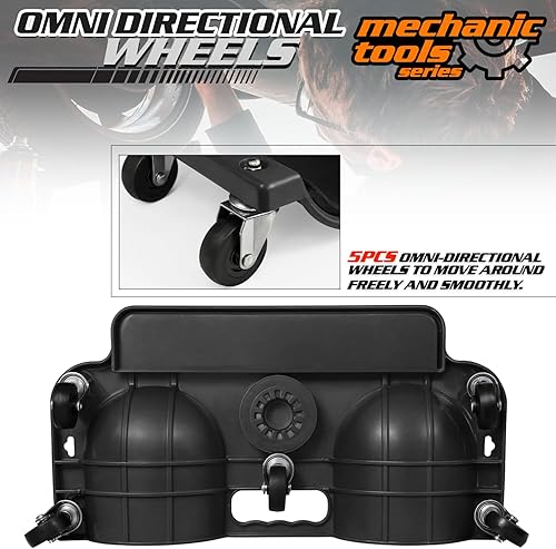 Miniatura 4 de M-AUTO Rodilleras duraderas con ruedas giratorias de 360 grados y bandeja de herramientas, almohadillas de rodillas de garaje en ruedas giratorias