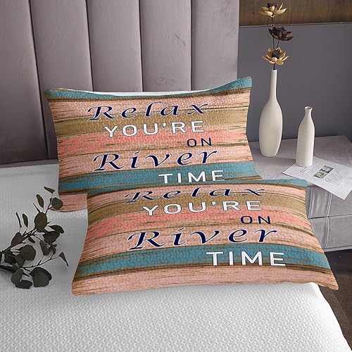 Miniatura 3 de River Time - Juego de colcha tamaño Queen para niños y niñas, juego de edredón rústico de granja, colcha de madera vintage, colcha temática de río,