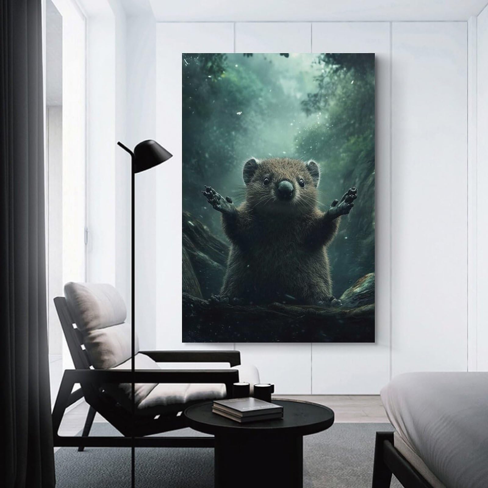 Junmoney Home Decor Wall Art Curious Forest Creature, 16x24inch(40x60cm), for Workspace Walls, Study Corners Or Bedrooms, A Smart Decor Choice for Study Walls