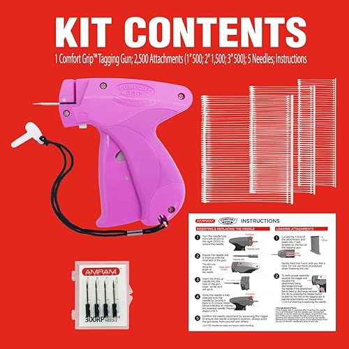 Miniatura 8 de Amram Pistola de etiquetado de ropa, accesorio de etiqueta de precio de modelo Comfort Grip, el kit incluye etiquetador estándar morado, 1,250 púas