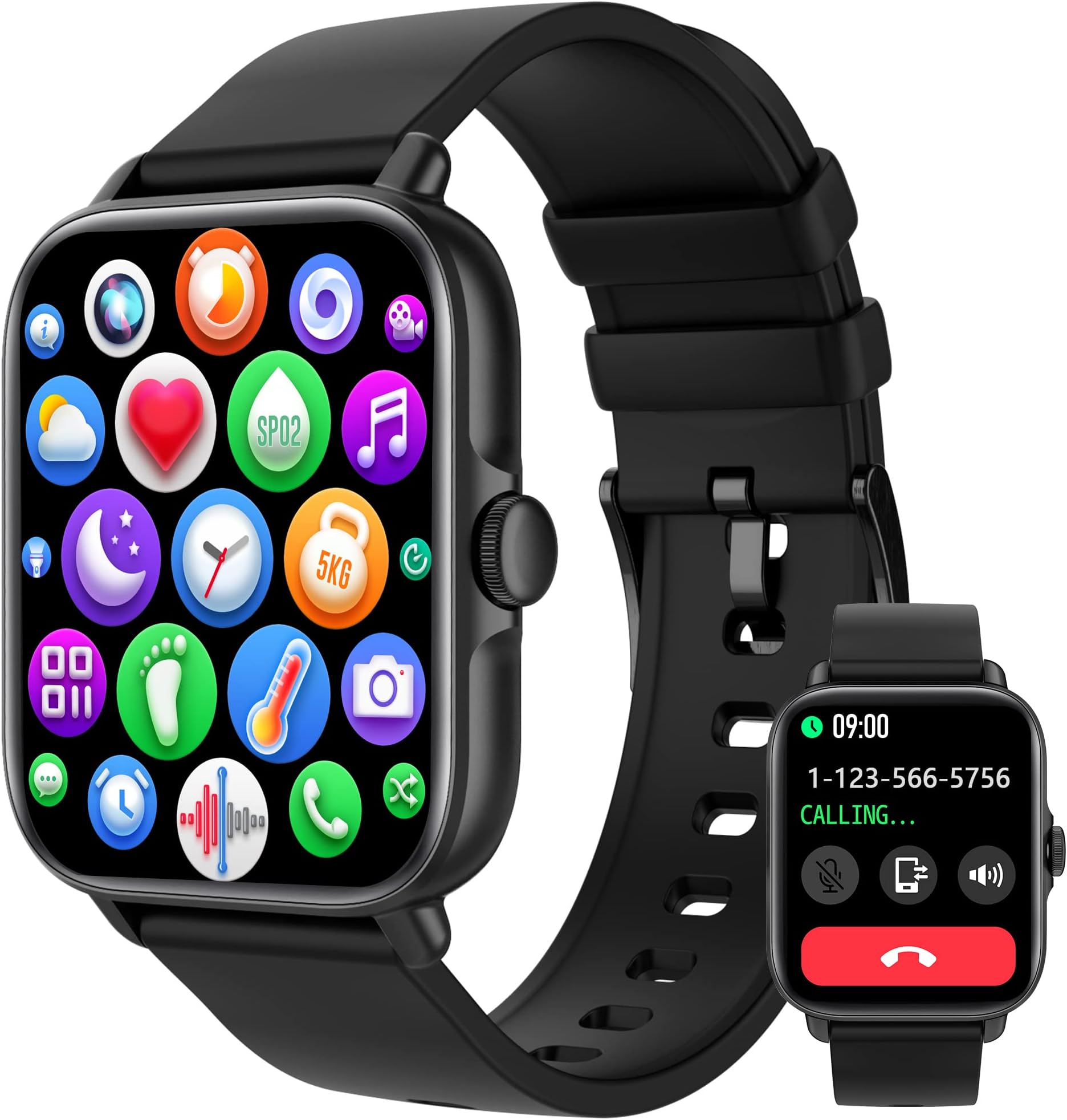 Smart Watch (Answer/Make Call), 1.7" Smartwatch with Text and Call for Android iOS Phones, IP68 Waterproof Fitness Tracker with Sleep Monitor, Pedometer, Blood Oxygen, Fitness Watch for Women and Men