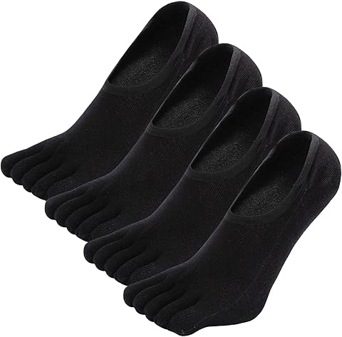 ZAKASA Calcetines Invisibles Dedos Hombre: Algodón Calcetines con Cinco Dedos Separados Tobilleros Calcetines de Los Pies Deporte de Corte Bajo con Silicona Antideslizante Talla 39-48, 3/4 Pares