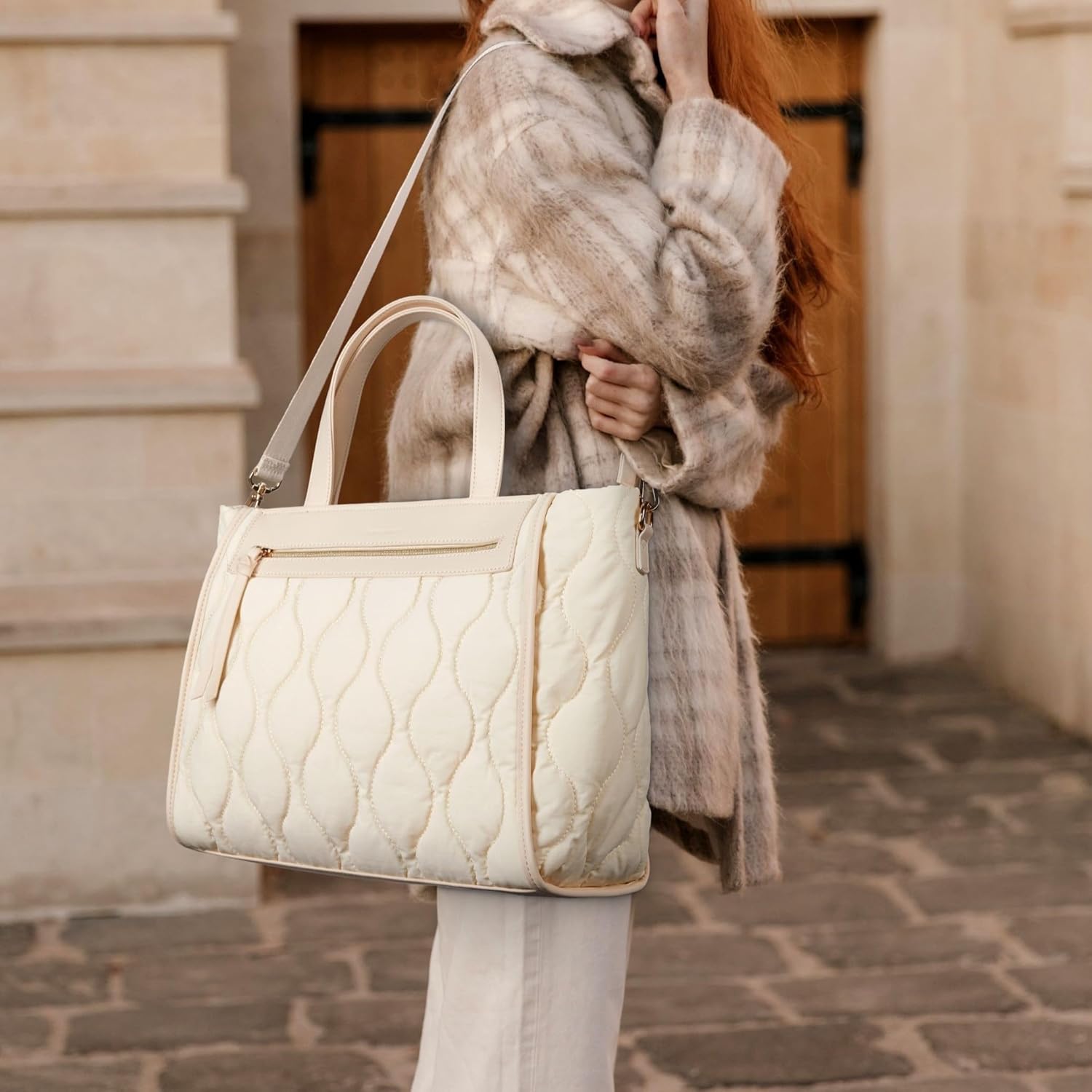 Missnine Tote Bag for Women, Lightweight Puffer Tote Bag, Large Capacity Quilted Shoulder Handbag for Travel, Work, Gym