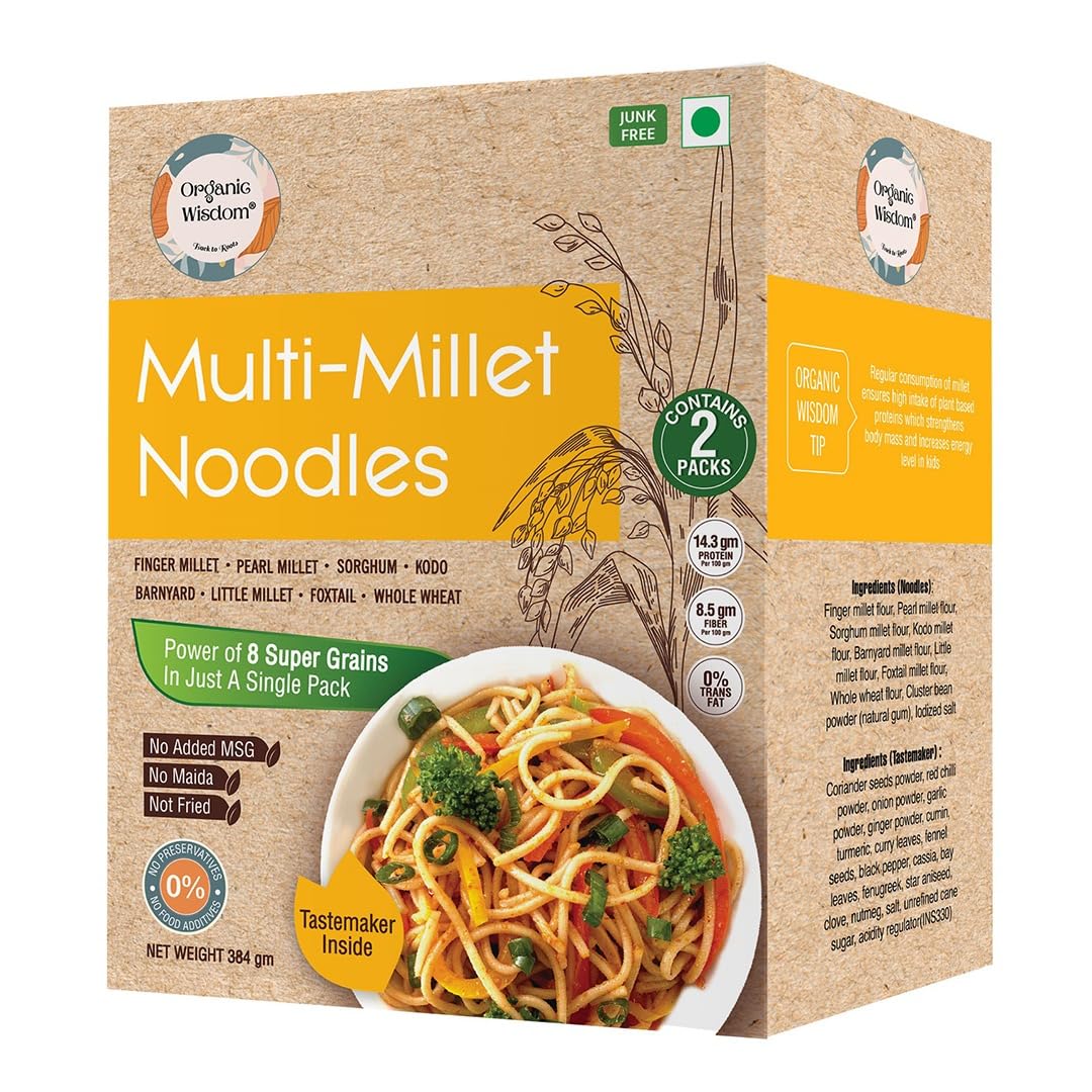 Organic Wisdom-Back to Roots Multi Millet Vegan Noodles | 384 Gm(Contains 2 Packs)| Made With 8 Super Grains | Not Fried - Sun Dried | Junk Free | No Maida, Msg or Refined Oil-image-39