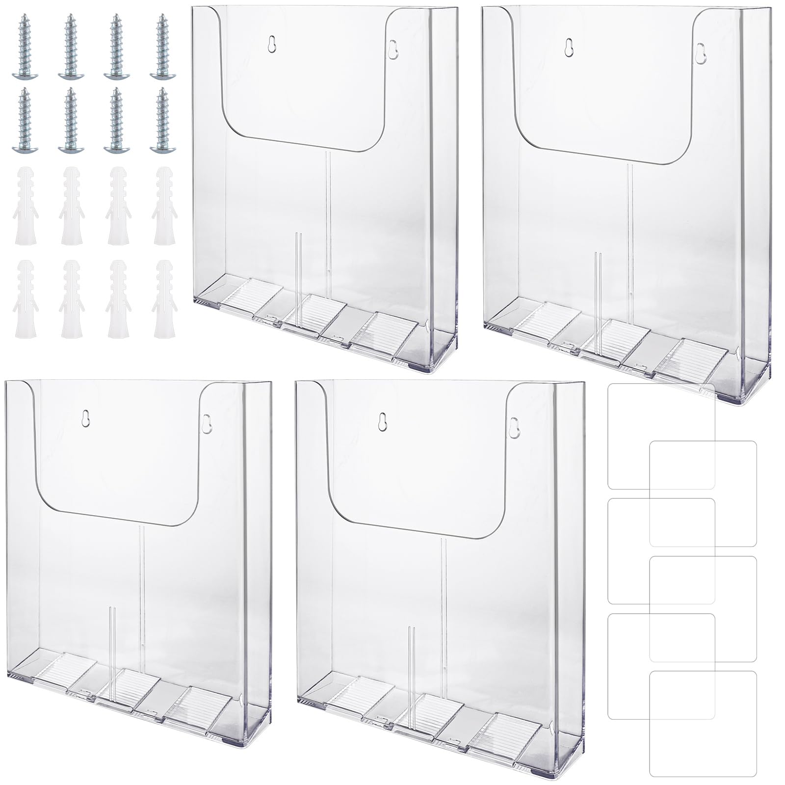 JMIATRY Paquete de 4 soportes para documentos de pared A4, transparente A4, soporte para folletos de menú, soporte de acrílico montado en la pared para restaurante, menú, oficina, archivos, revistas