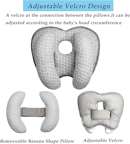 Miniatura 2 de Soporte para la cabeza y el cuello del bebé, almohada de viaje 2 en 1 con forma de plátano, almohada de apoyo ajustable para bebé, asiento de coche