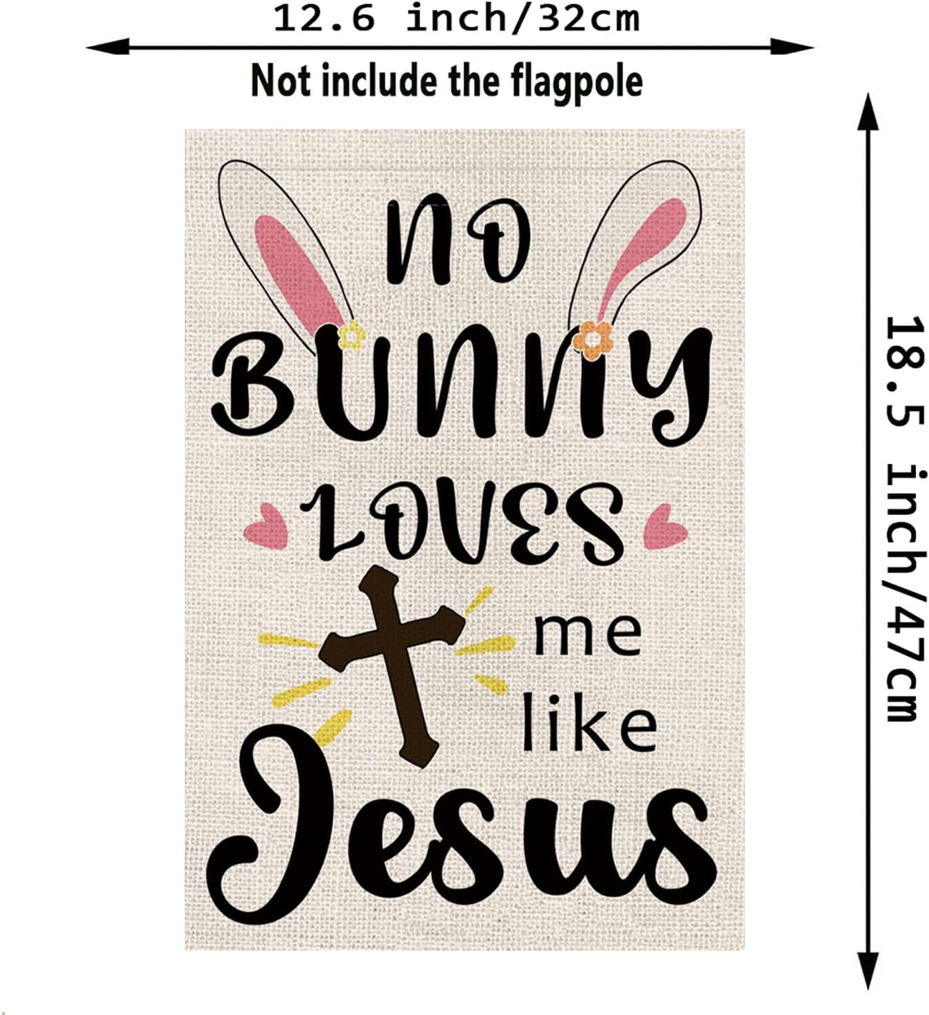 Easter Garden Flag Religious Cross No Bunny Loves Me Like Jesus Christian Burlap Double Sided Vertical Holiday Spring Yard Outdoor Decor 12.5 x 18 Inch - Image 2
