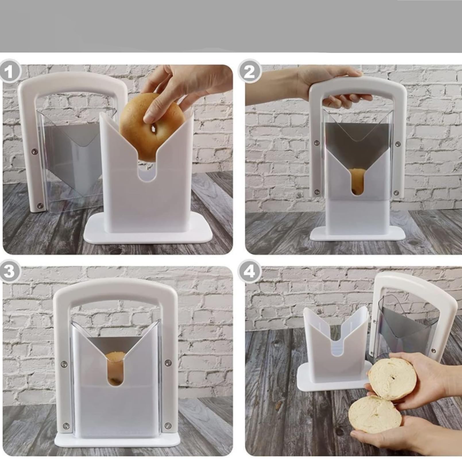 Coupe-bagels, coupe-pain en plastique, guillotine ¨¤ pain, coupe-pain manuel avec protection et poign¨¦e ergonomique