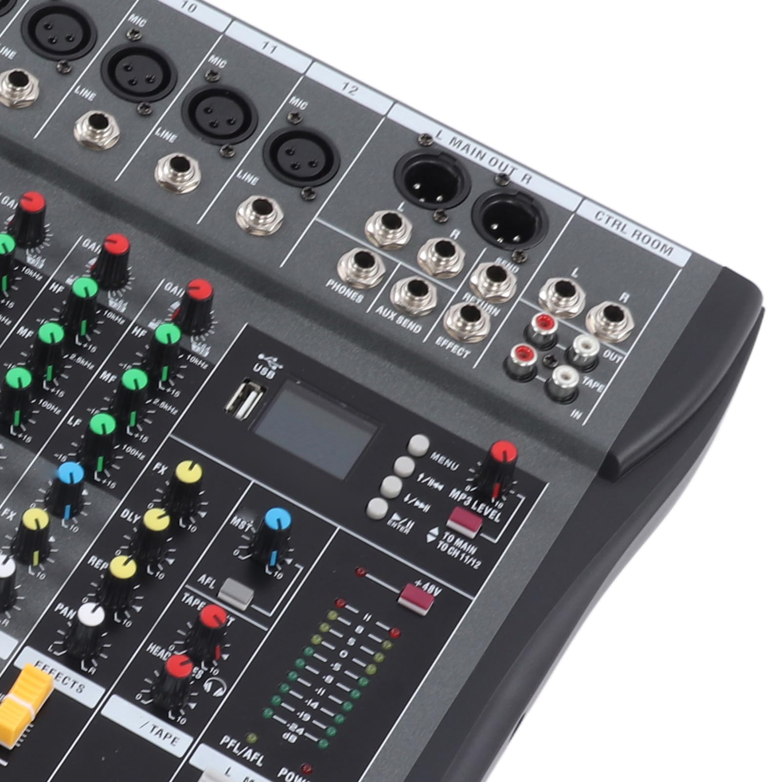 KIMISS Mezclador de Audio Profesional de 12 Canales para DJ y Eventos de Sonido en Vivo - Función para Fiestas en Casa y Transmisiones