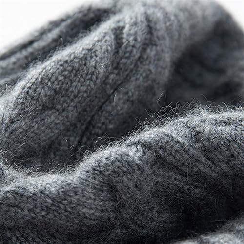 Miniatura 2 de Momooda Gorro de invierno 100% lana de punto trenzado para mujeres y hombres, gorro de esquí con puños, gorro cálido de calavera