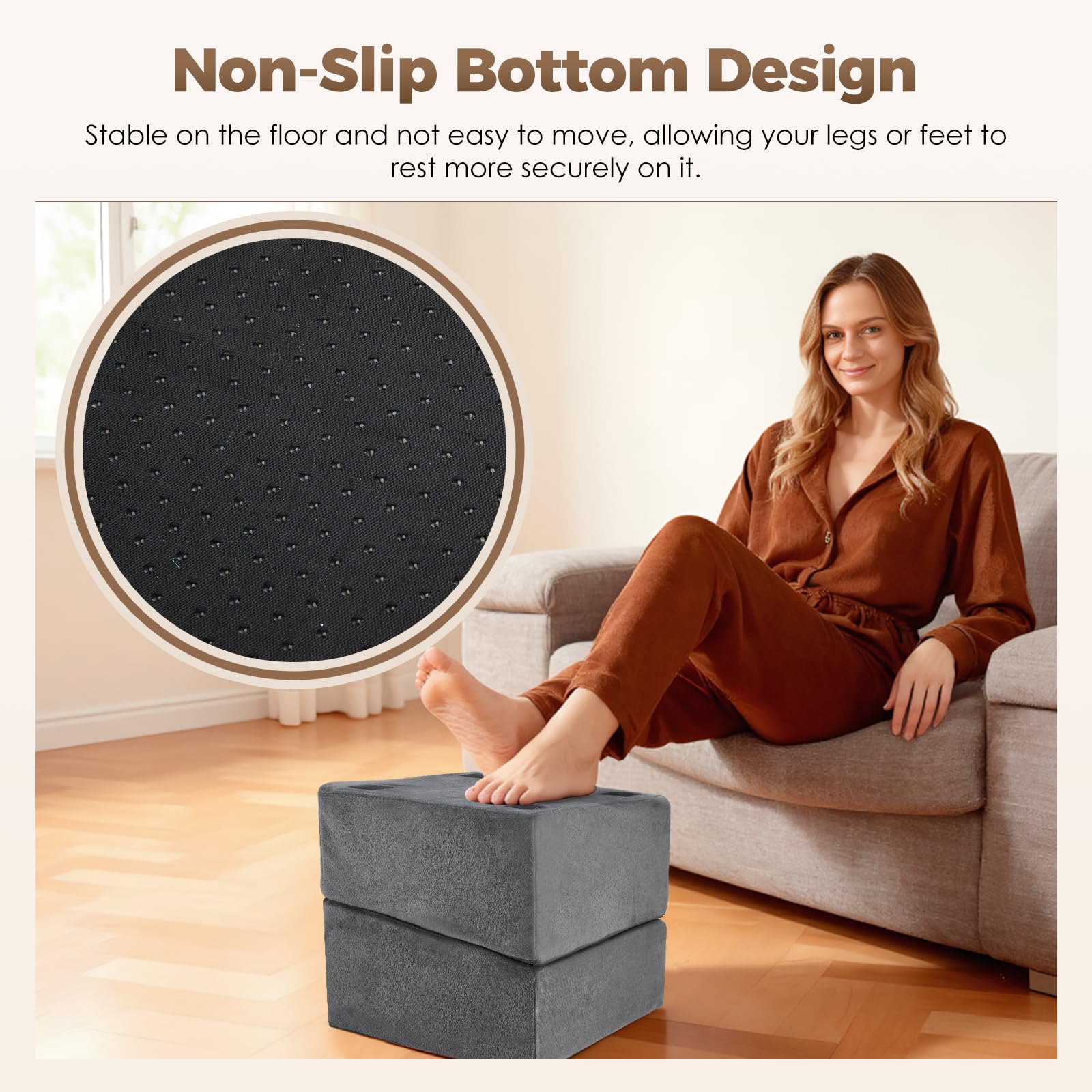 Reposapiés para debajo del escritorio en la oficina, reposapiés de 3 alturas ajustables 15/27/45 cm, descanso ergonómico con funda lavable para silla de oficina y silla de juegos, silla de oficina y