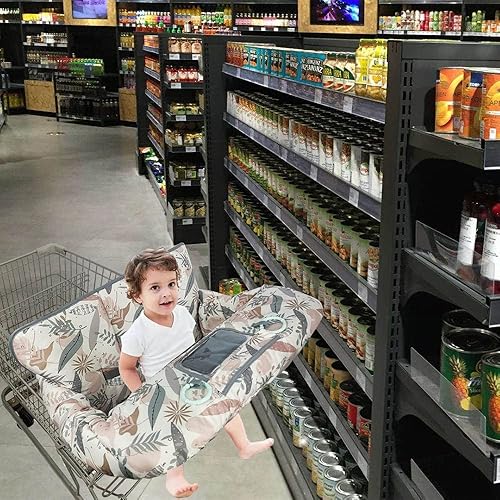 Miniatura 6 de Shopping Cart Cover for Baby, 2 in 1 High Chair Cover for Restaurant seat & Grocery Cart Cover for Babies, Thick Padded with Clear Phone Pouch, Hojas