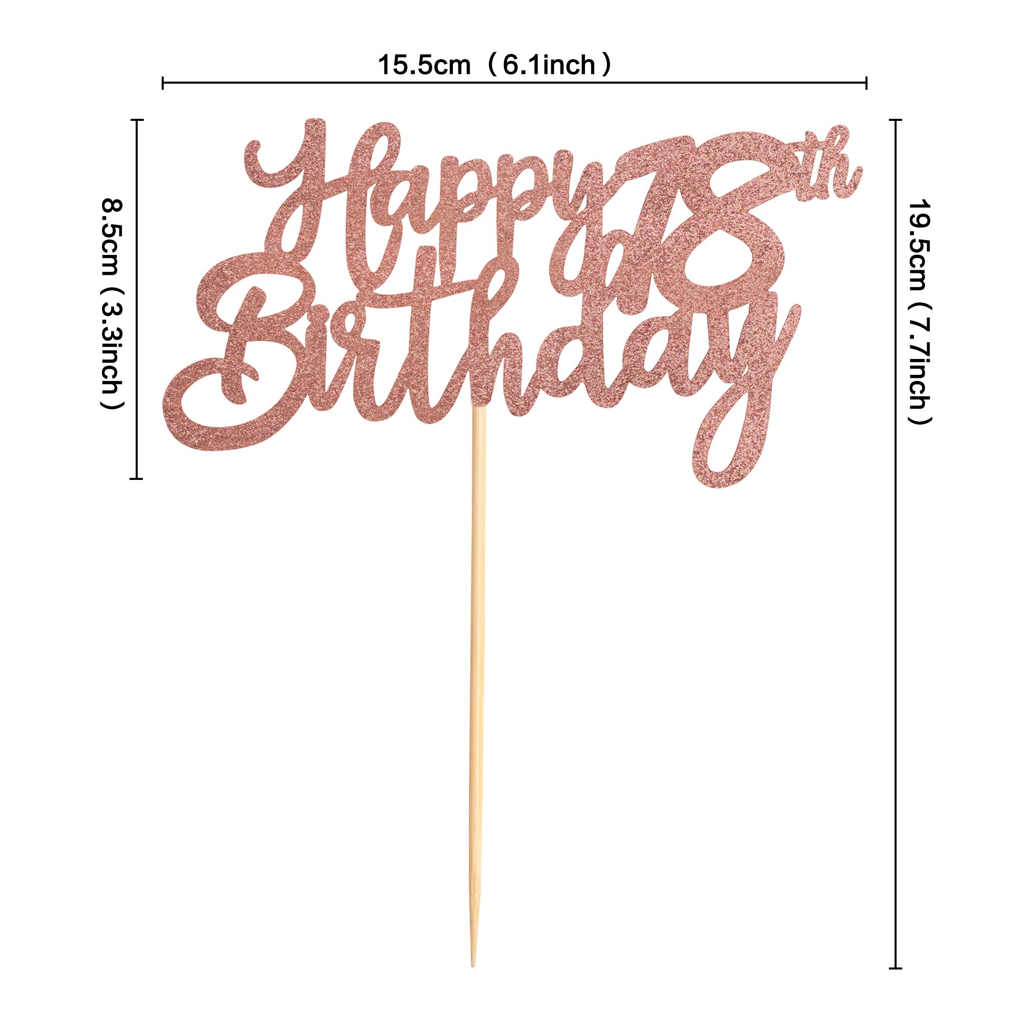 Snapklik.com : Rose Gold Glitter 18th Happy Birthday Cake Topper Adult ...
