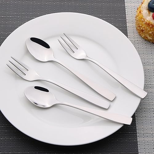Miniatura 4 de Begale 12 cucharas de té de acero inoxidable y tenedores para pastel de aperitivos, 6 tenedores de degustación + 6 cucharaditas