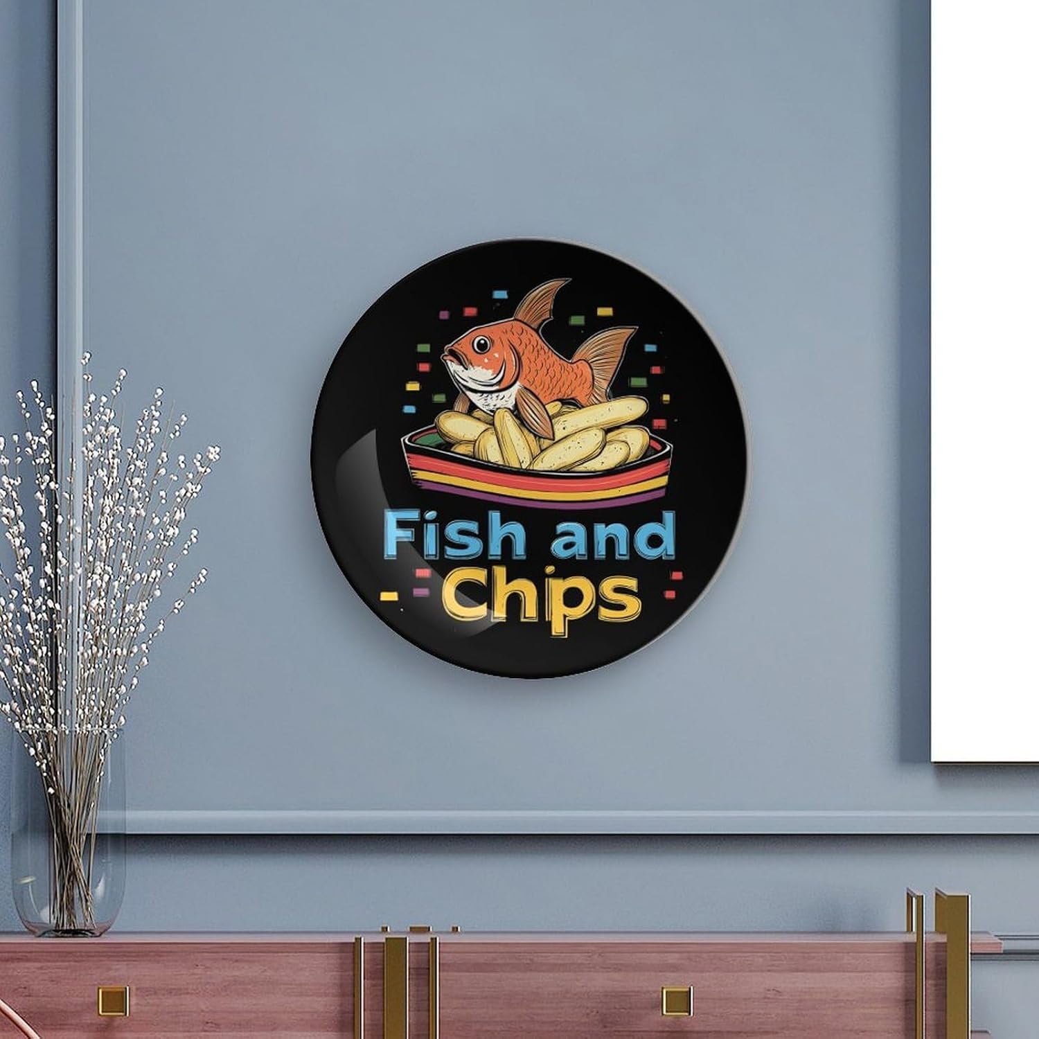 Fish and Chips Bone China Decorative Porcelain Plates Dinnerware Ornaments