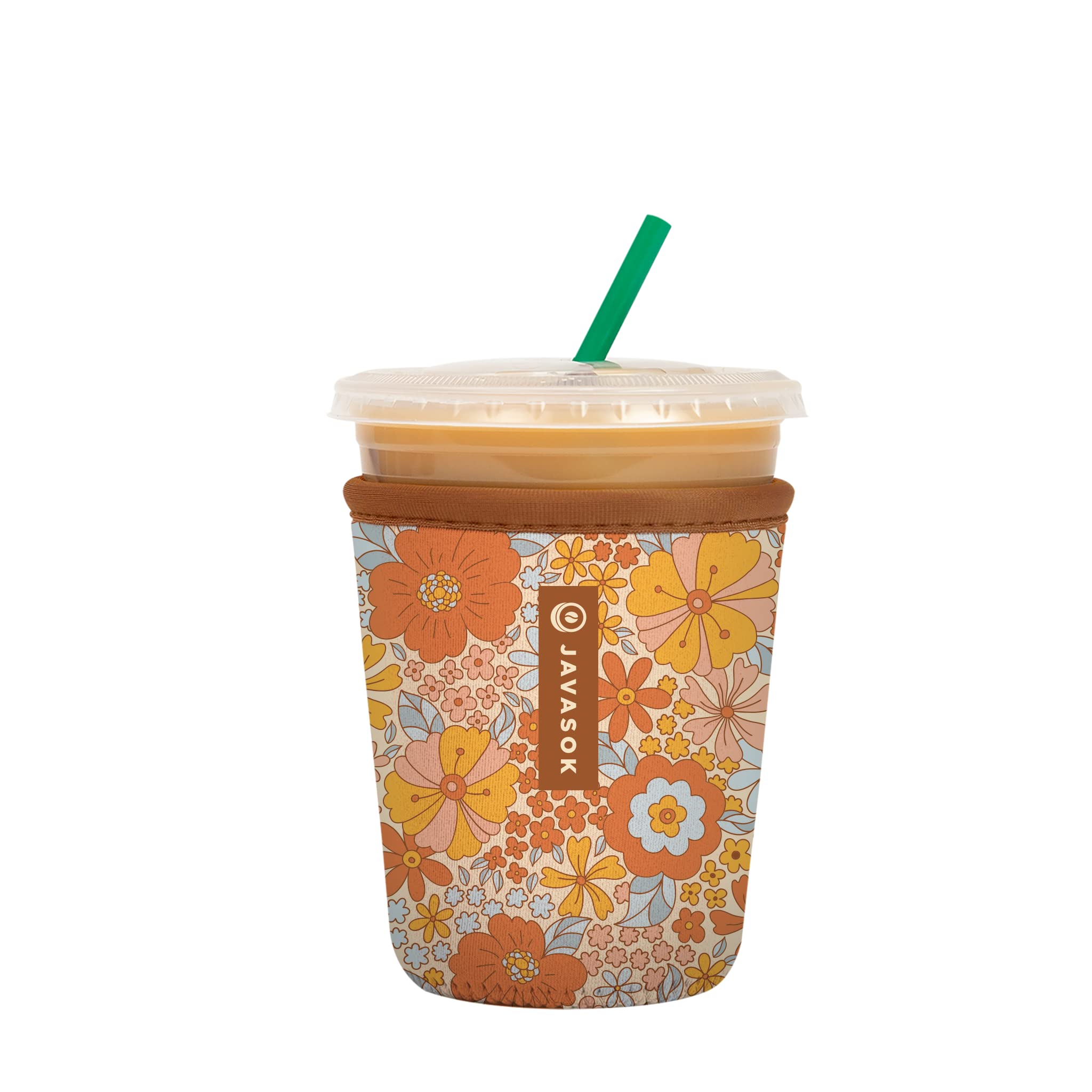 Sok It JavaSok Iced Coffee & Cold Soda Insulated Neoprene Cup Sleeve (Flower Power, Small: 16-20oz)