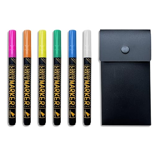 JJPRO Neon Bright Liquid Chalk Markers - Fine Tip, 6 Assorted Colors